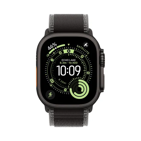 Apple Watch Ultra 3 49 мм, корпус из черного титана, ремешок Trail черного цвета, размер M/L