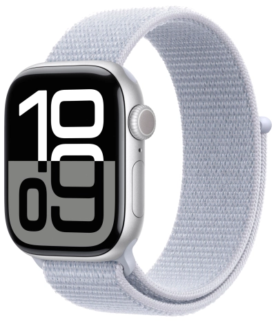 Apple Watch Series 10 Sport Loop, 46 мм, серебристый